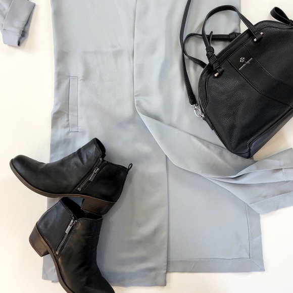 River Island Long Open Front Gray Silver Duster - Picture 2 of 14